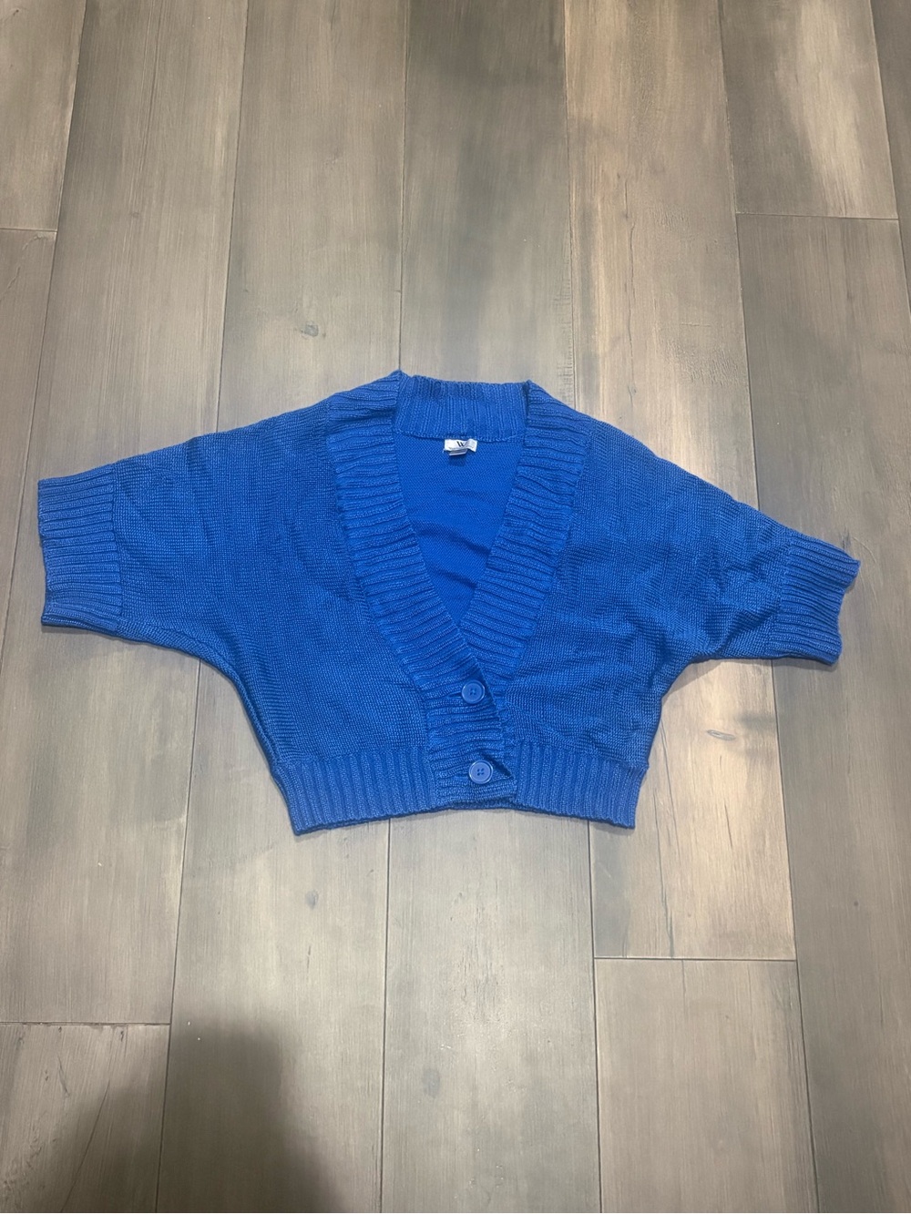 Worthington Cobalt Blue Cropped V-Neck Button Cardigan